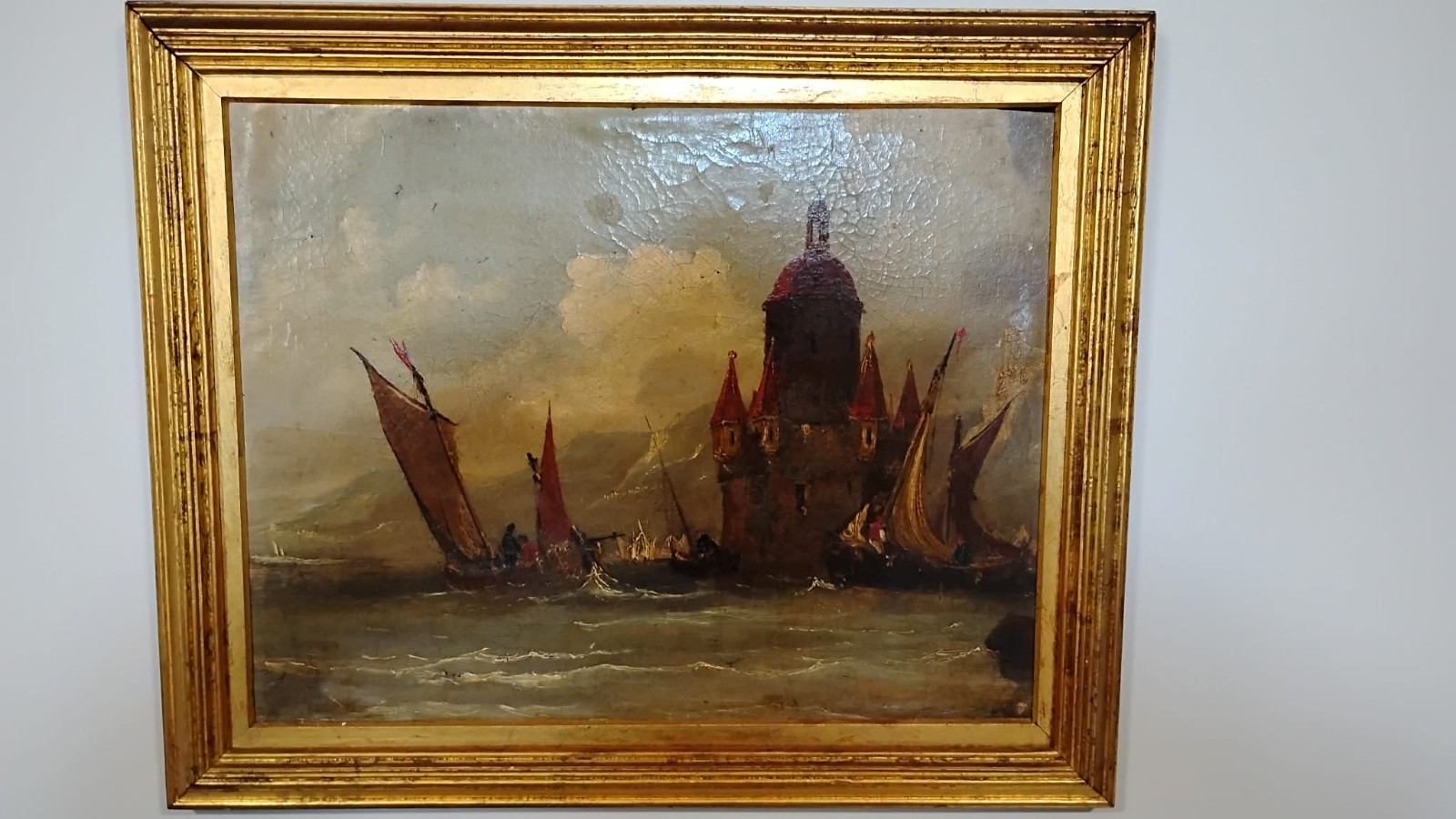 On The Danube , Harbor Scene. Oil Painting On The Danube , Harbor Scene. Oil Painting