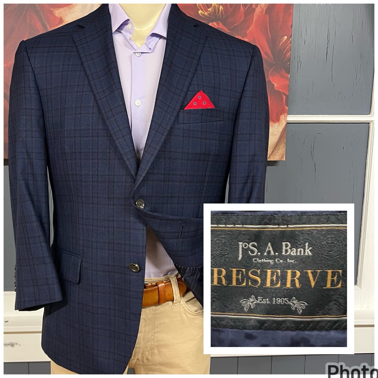 Jos A Bank Silk Wool Blazer Jacket Sport Coat Mens 42S Short Navy/Black/Brown Jos A Bank Silk Wool Blazer Jacket Sport Coat Mens 42S Short Navy/Black/Brown