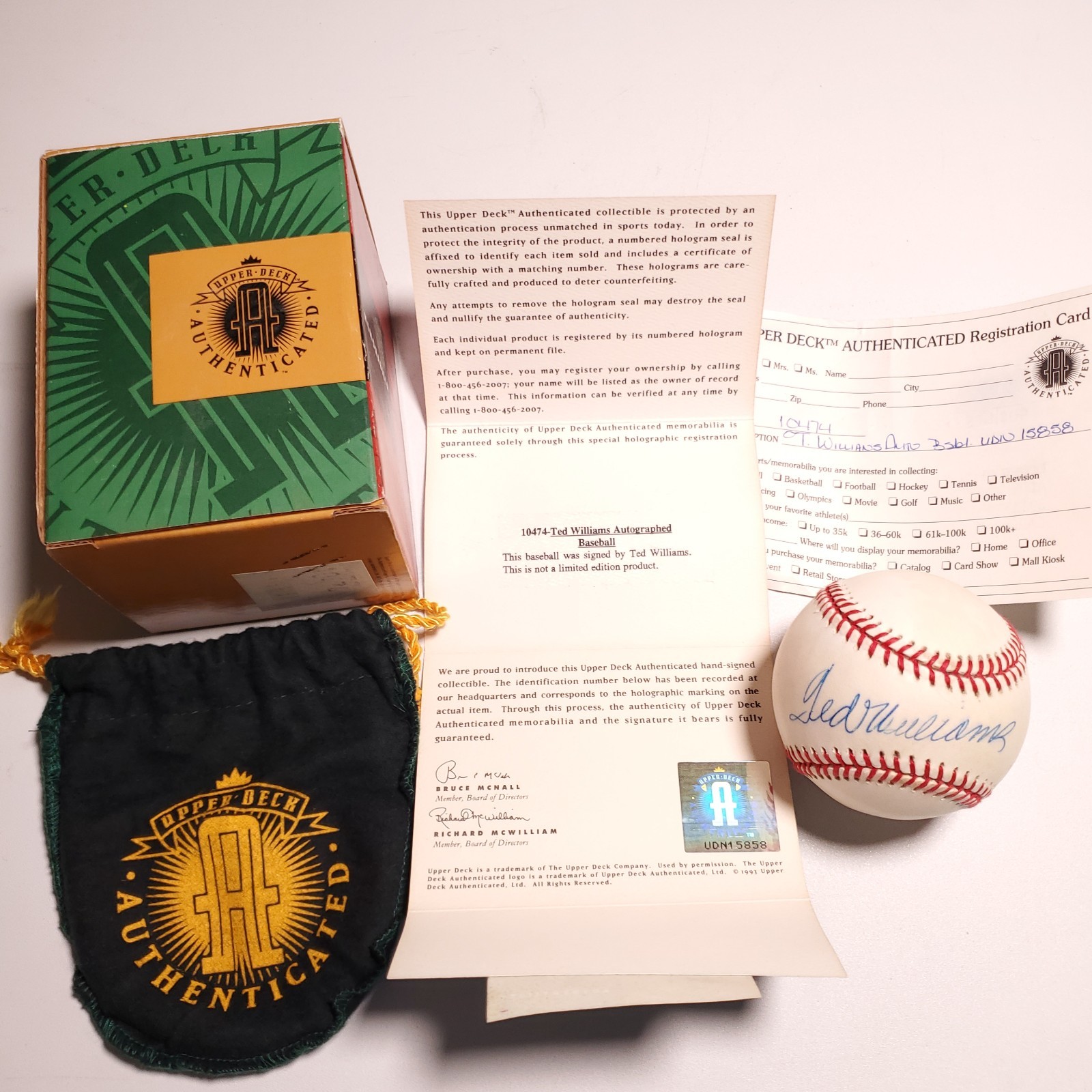 Ted Williams Autographed Signed AL Baseball Upper Deck Authentication CoA