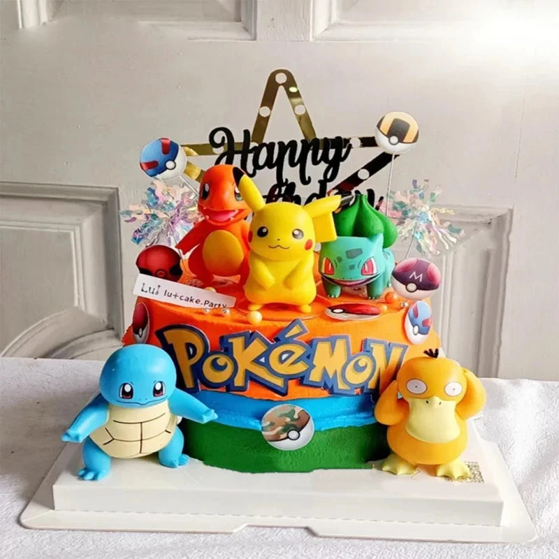 13Pcs Pokemon Cake Toppers Set - Pikachu Birthday Party Decor for Kids