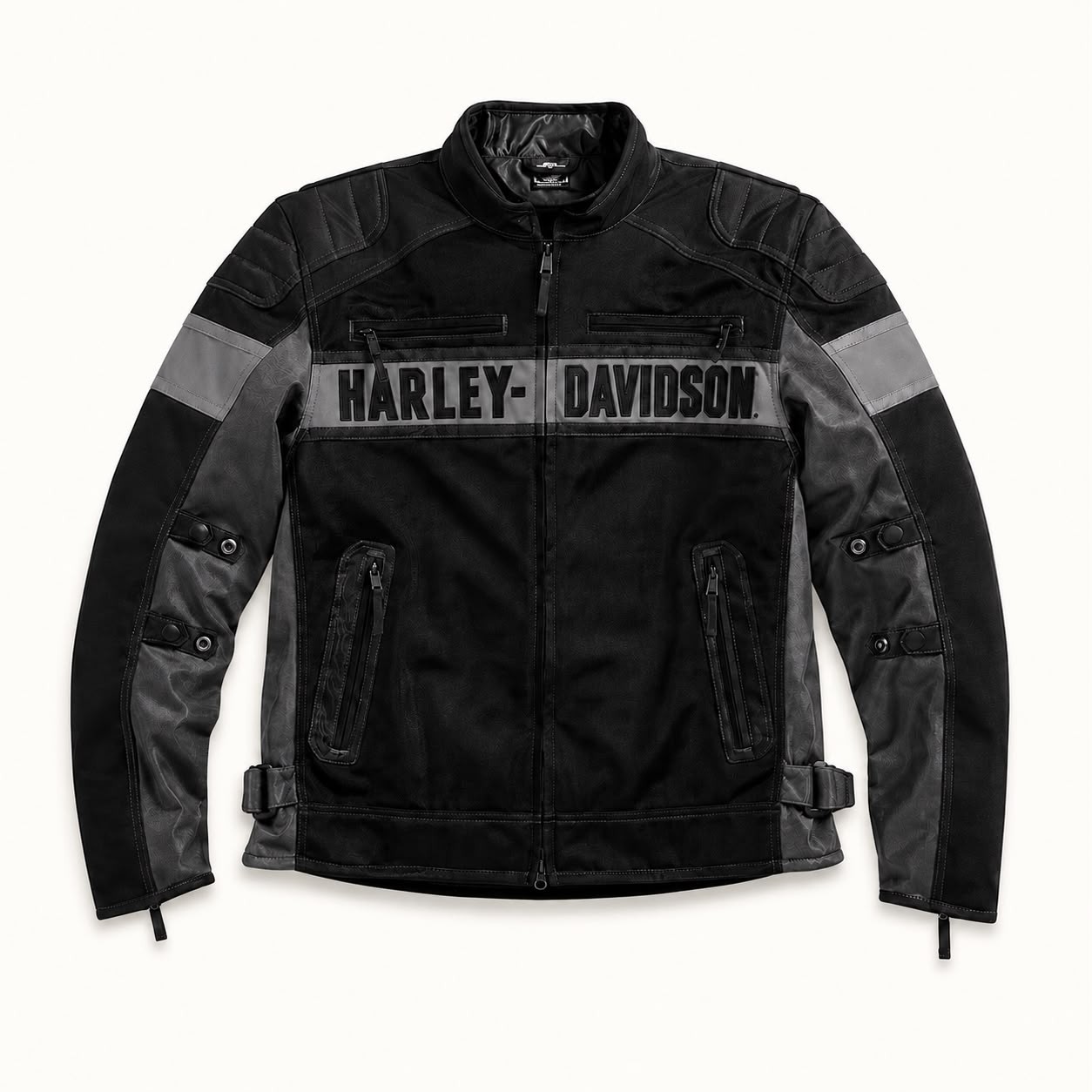 Harley Davidson Men’s Cowhide Leather Mesh Textile Motorcycle Biker Jacket