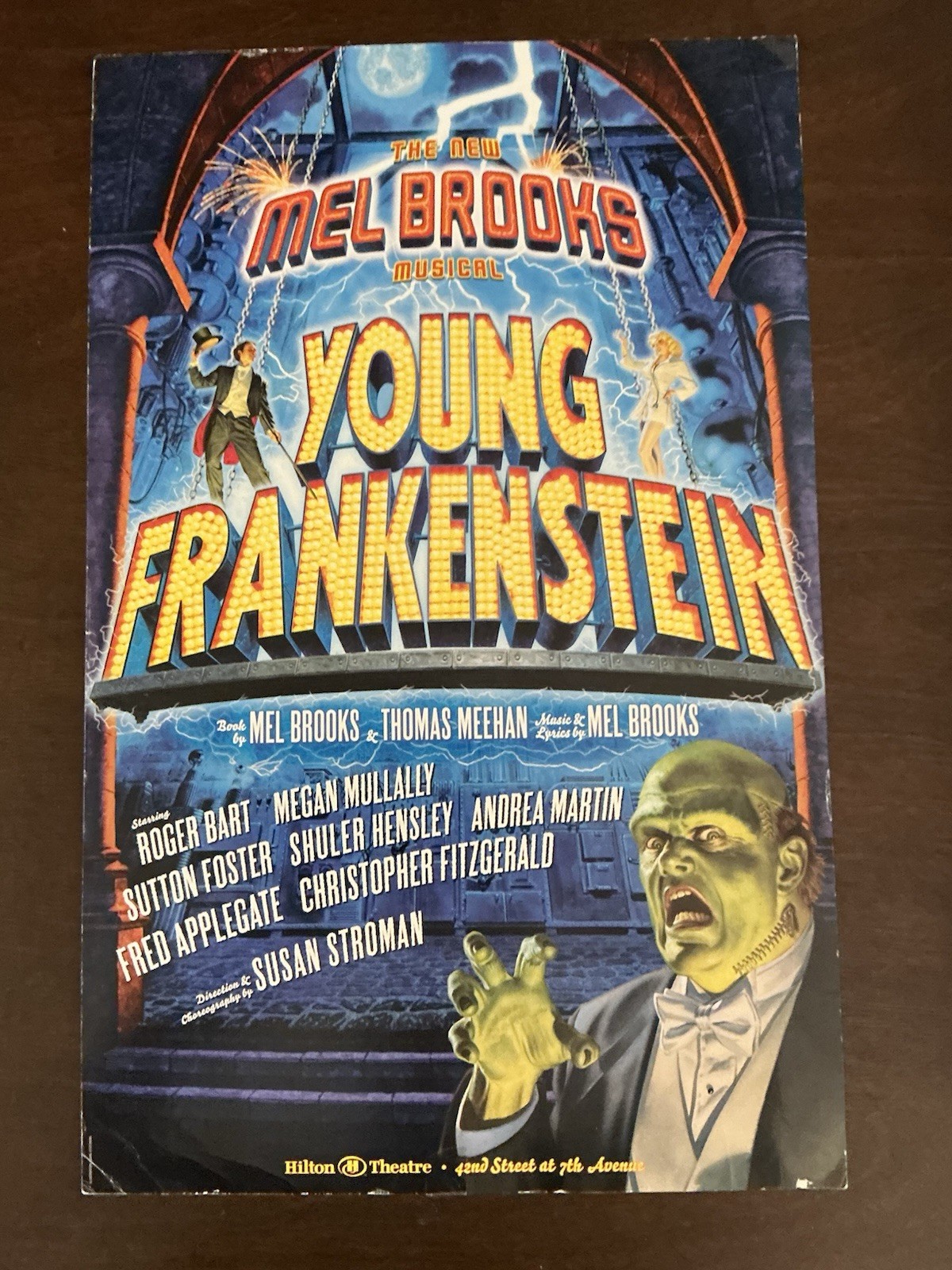 Young Frankenstein 2007 Broadway Window Card 14x22 Mel Brooks Sutton Foster