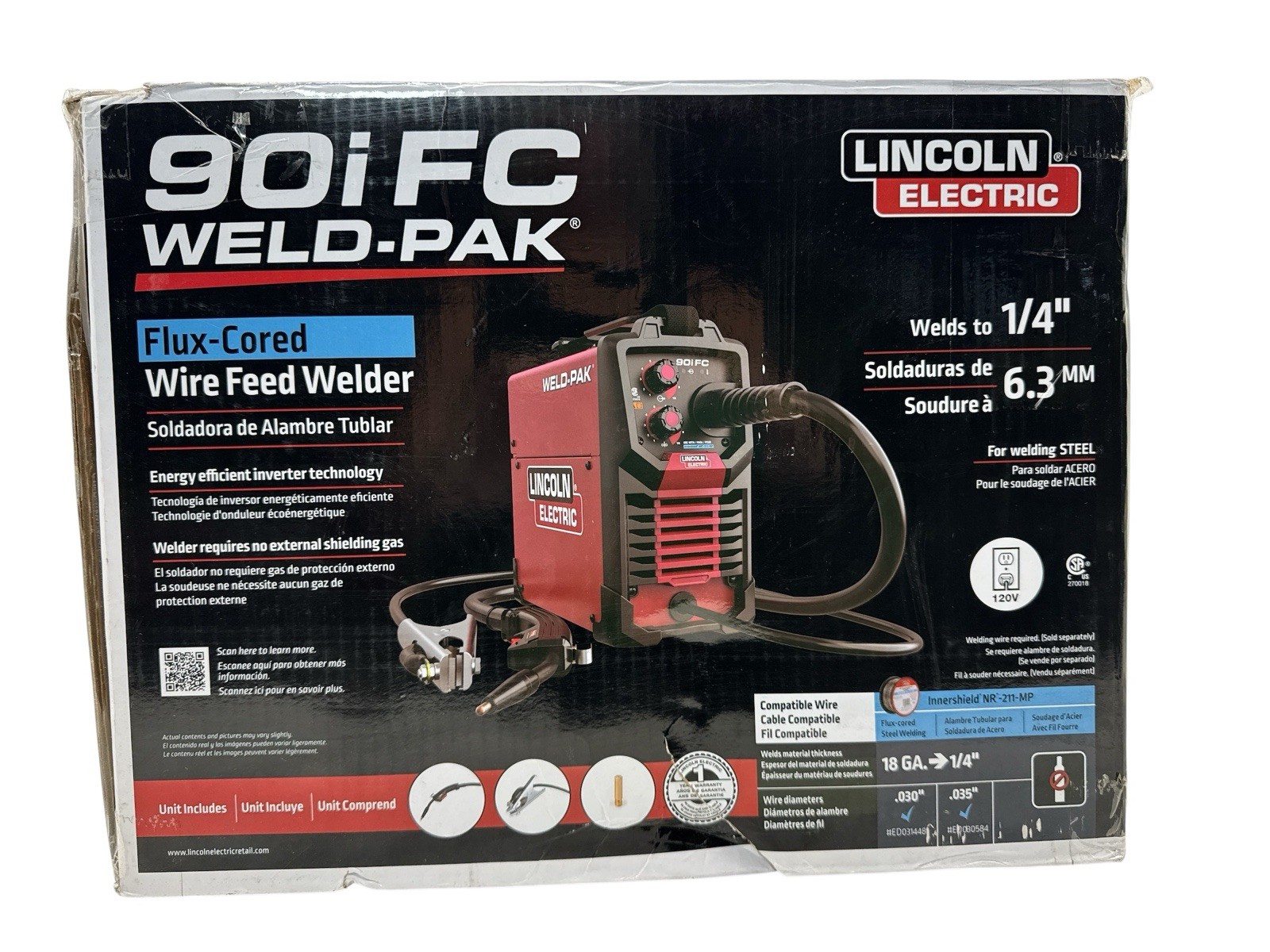Lincoln Electric 90i FC WELD-PAK Flux-Cored Wire Feed Welder K5255-1 Light Used2