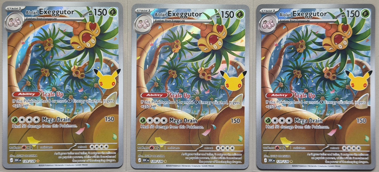 Alolan Exeggutor 129/128 Illustration Rare IR 30th Anniversary Pokemon TCG 2026