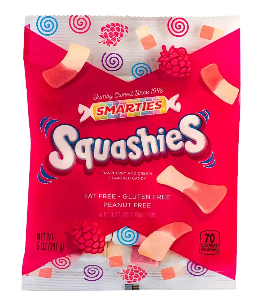 Smarties Squashies Raspberry & Cream Flavor - 5oz - 1 Bag 2 Bags or 3 Bags Smarties Squashies Raspberry & Cream Flavor - 5oz - 1 Bag 2 Bags or 3 Bags