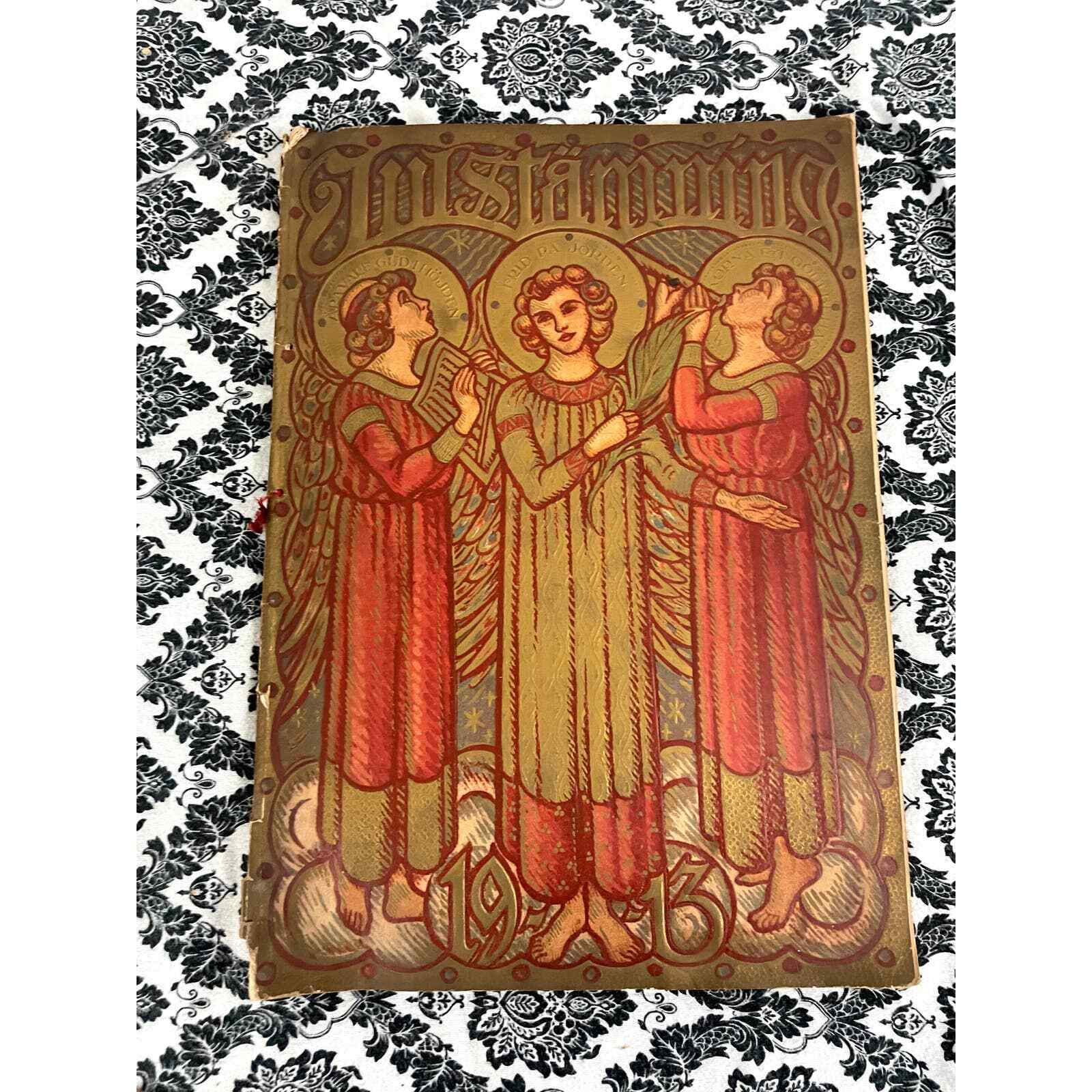 RARE Swedish Art Large Handmade Book 1913 Antique Artwork Reprints Cover