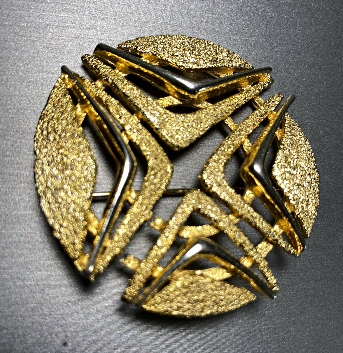 Vintage Atomic MCM Brooch/Pin  Roget  Gold/Silver Tone MCM Signed 