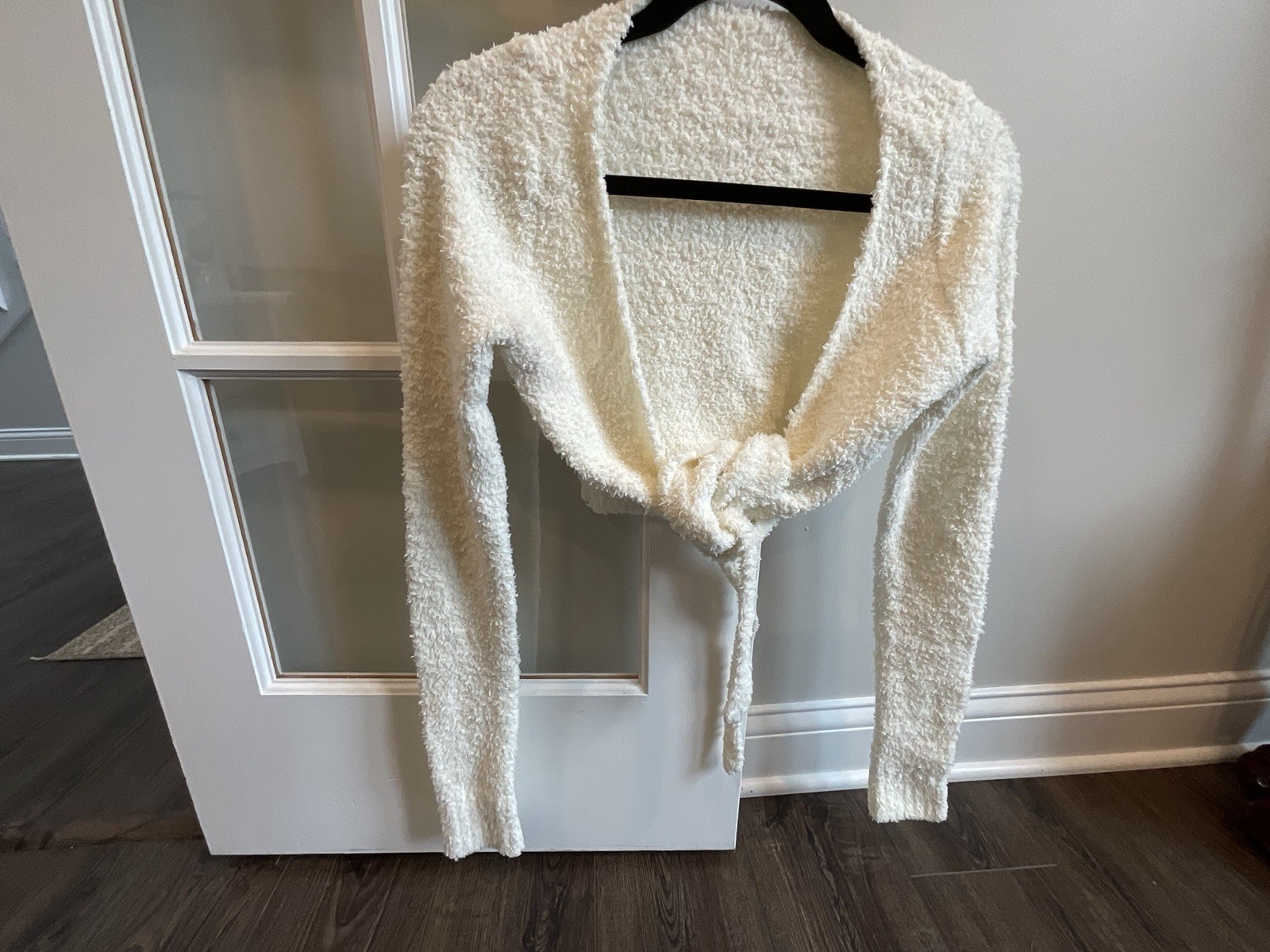 Skims Cozy Knit Teddy Wrap Top Long Sleeve Sweater Ivory  Size Small Medium