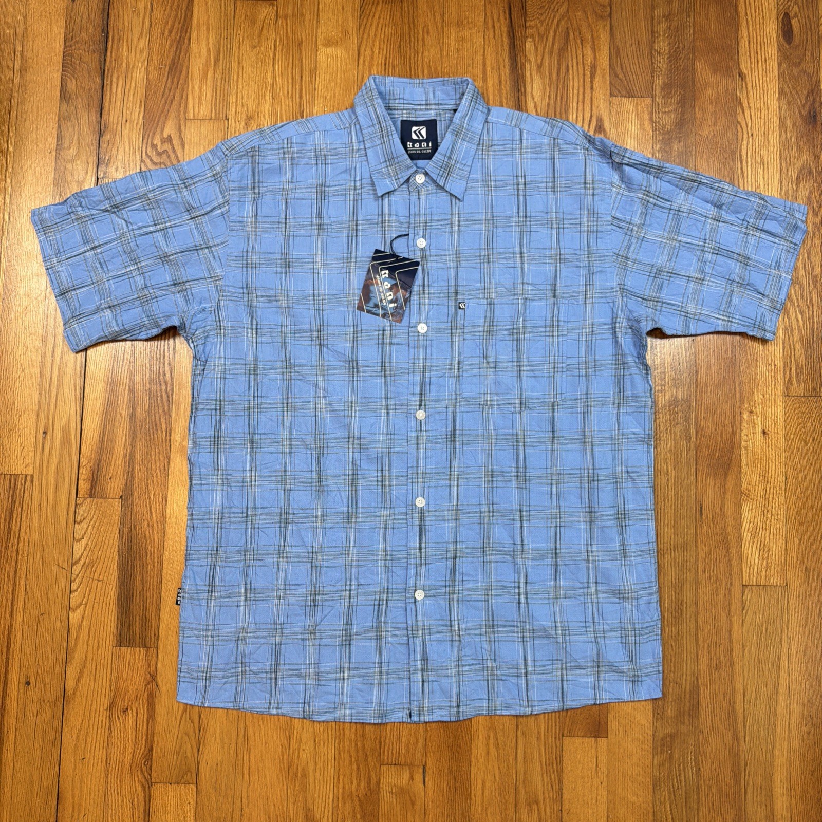 Vtg 90s Karl Kani Shirt Mens L Blue Plaid Button 100% Cotton Hip Hop Deadstock Vtg 90s Karl Kani Shirt Mens L Blue Plaid Button 100% Cotton Hip Hop Deadstock