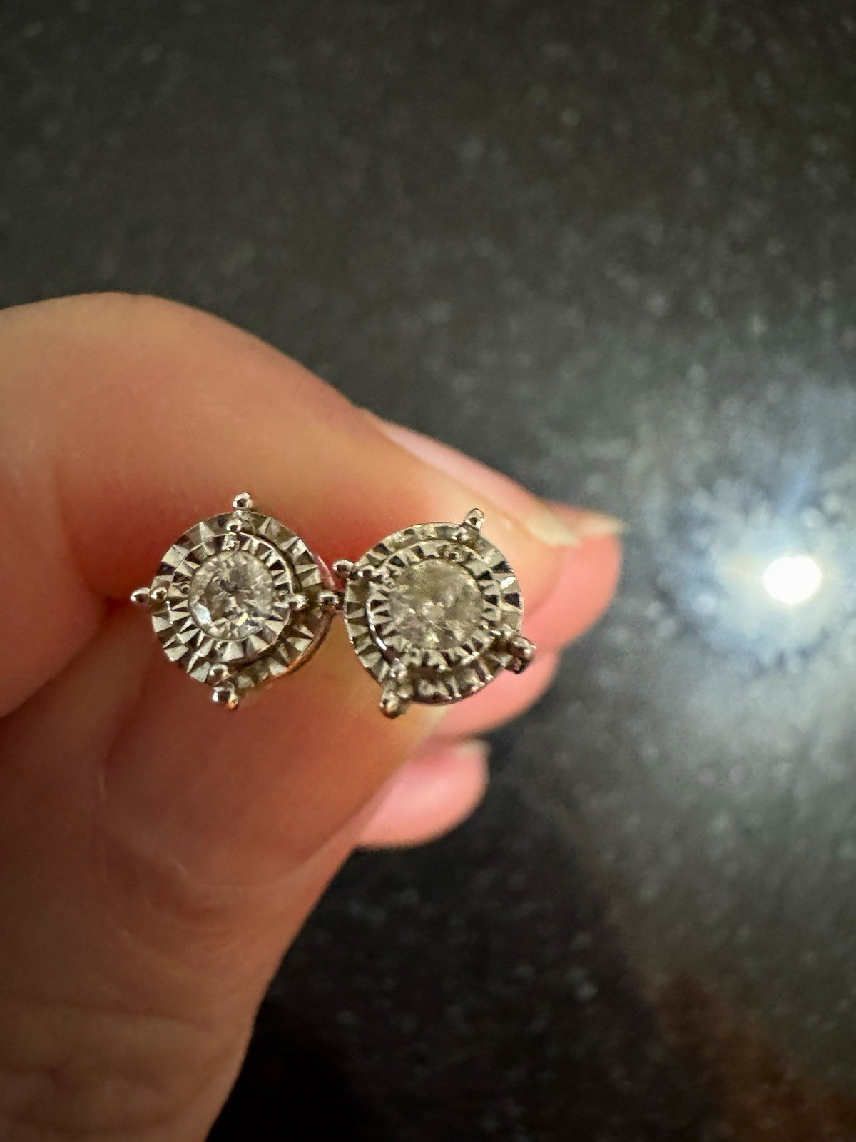 Vintage 14K White Gold ZEI Natural Diamond Miracle Cluster Stud Earrings 1.14g