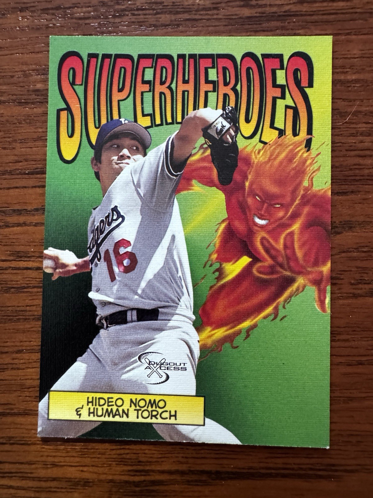 1998 Skybox Dugout Axcess #6SH Hideo Nomo/Human Torch SUPERHEROES Insert