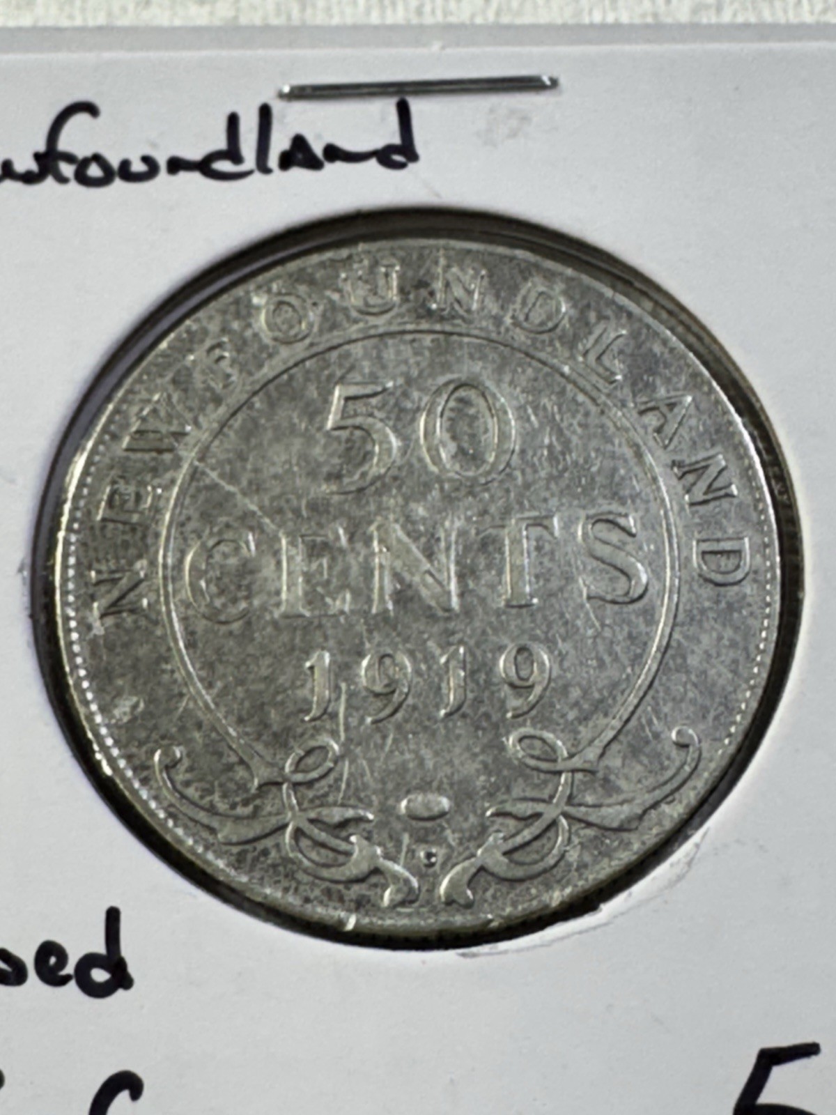 1919-C Newfoundland 50 Cents Silver Coin Low Mintage Cleaned 1919-C Newfoundland 50 Cents Silver Coin Low Mintage Cleaned