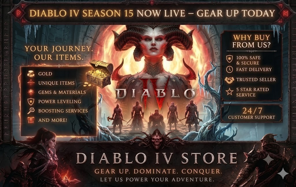 Diablo 4 Season 15  Hell’s Legacy 🔥Leveling Gold Pit Run Gems keys More🔥 D4