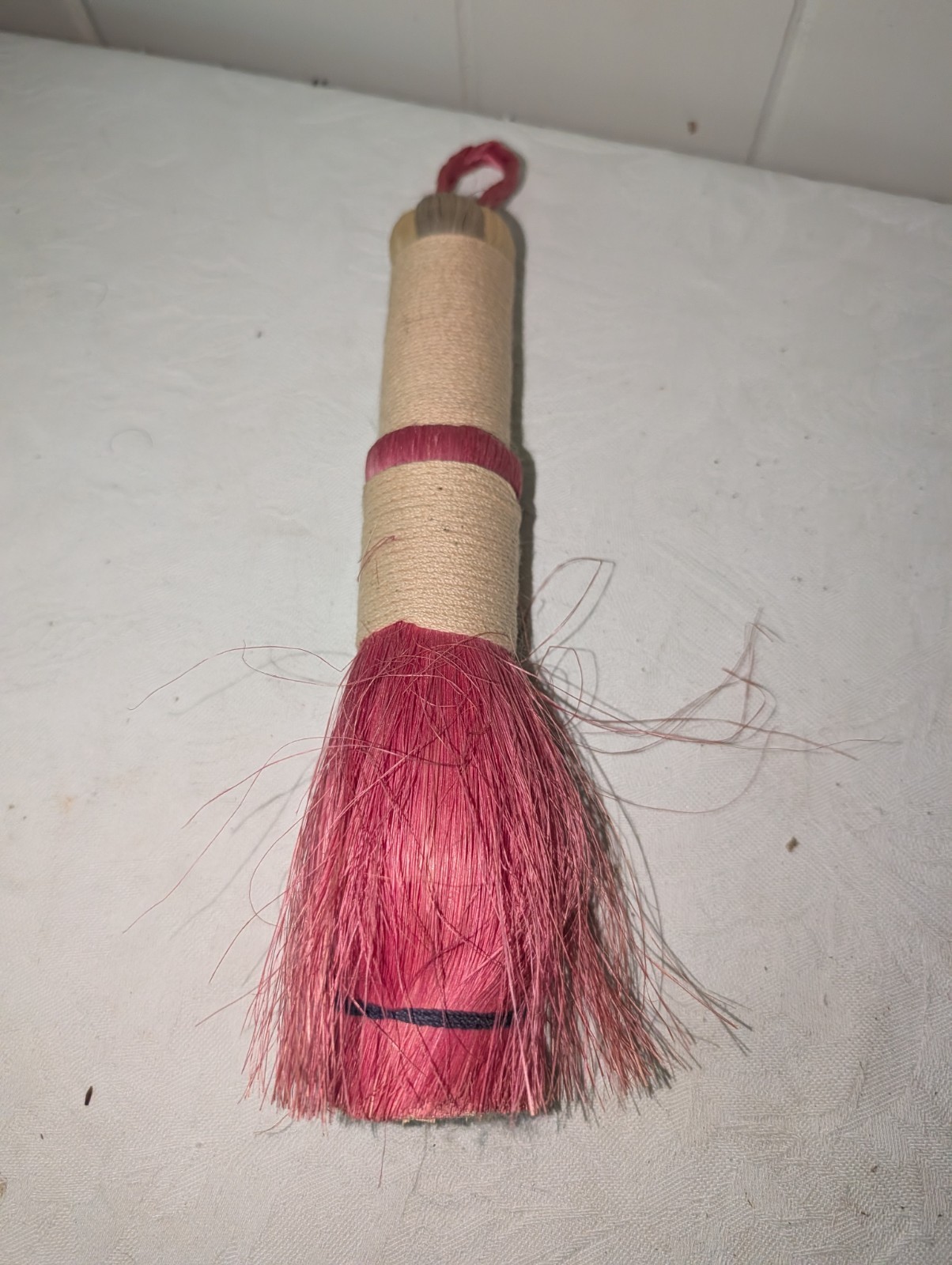 Vintage Natural Fiber ,Dyed Pink Hand Clothes Brush, 11 Inches