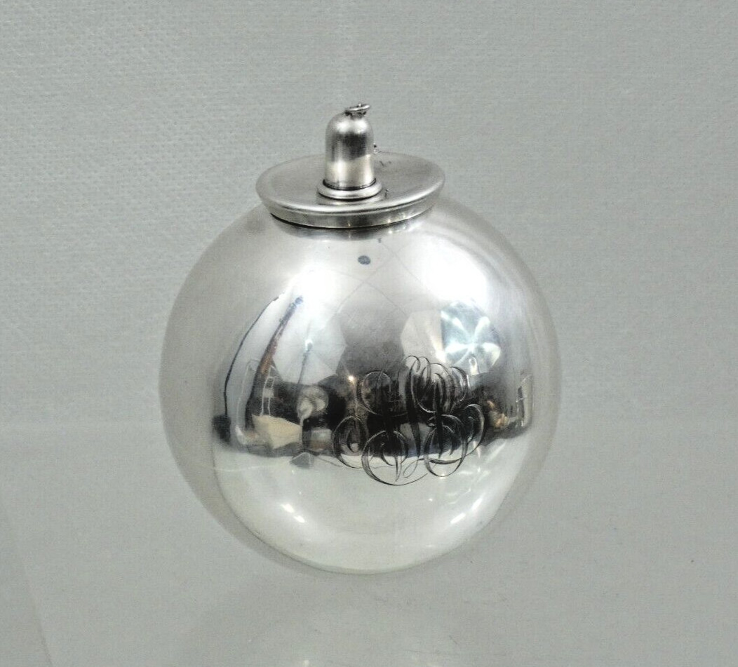 ANTIQUE AMERICAN STERLING SILVER BALL CIGAR LIGHTER / LAMP lower center gravity