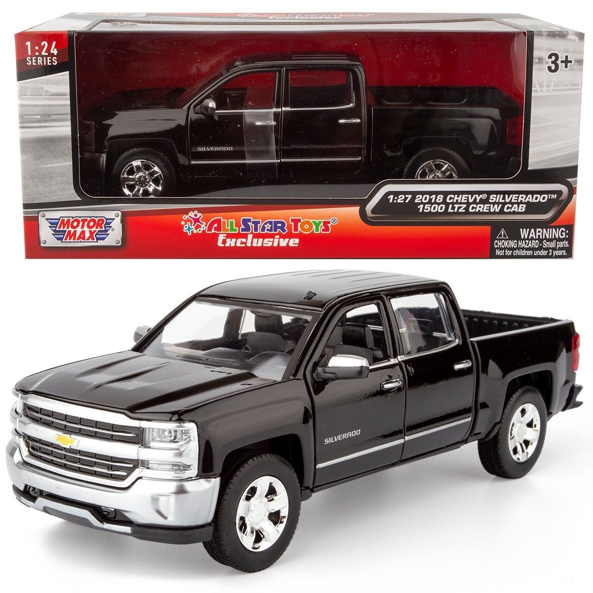 Motormax 1:27 2018 CHEVY SILVERADO 1500 LTZ Crew Cab Black AST Exclusive 79353