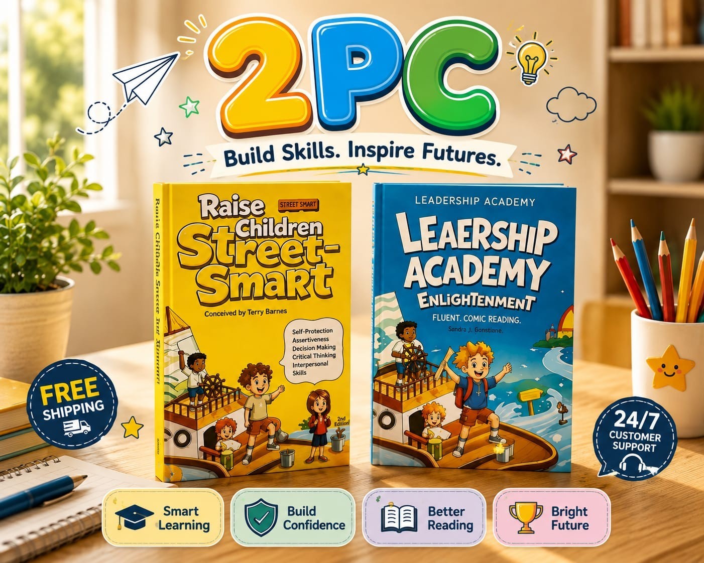 Raise Children Street Smart & Leadership Enlightenment Comic Books 2-Book Set