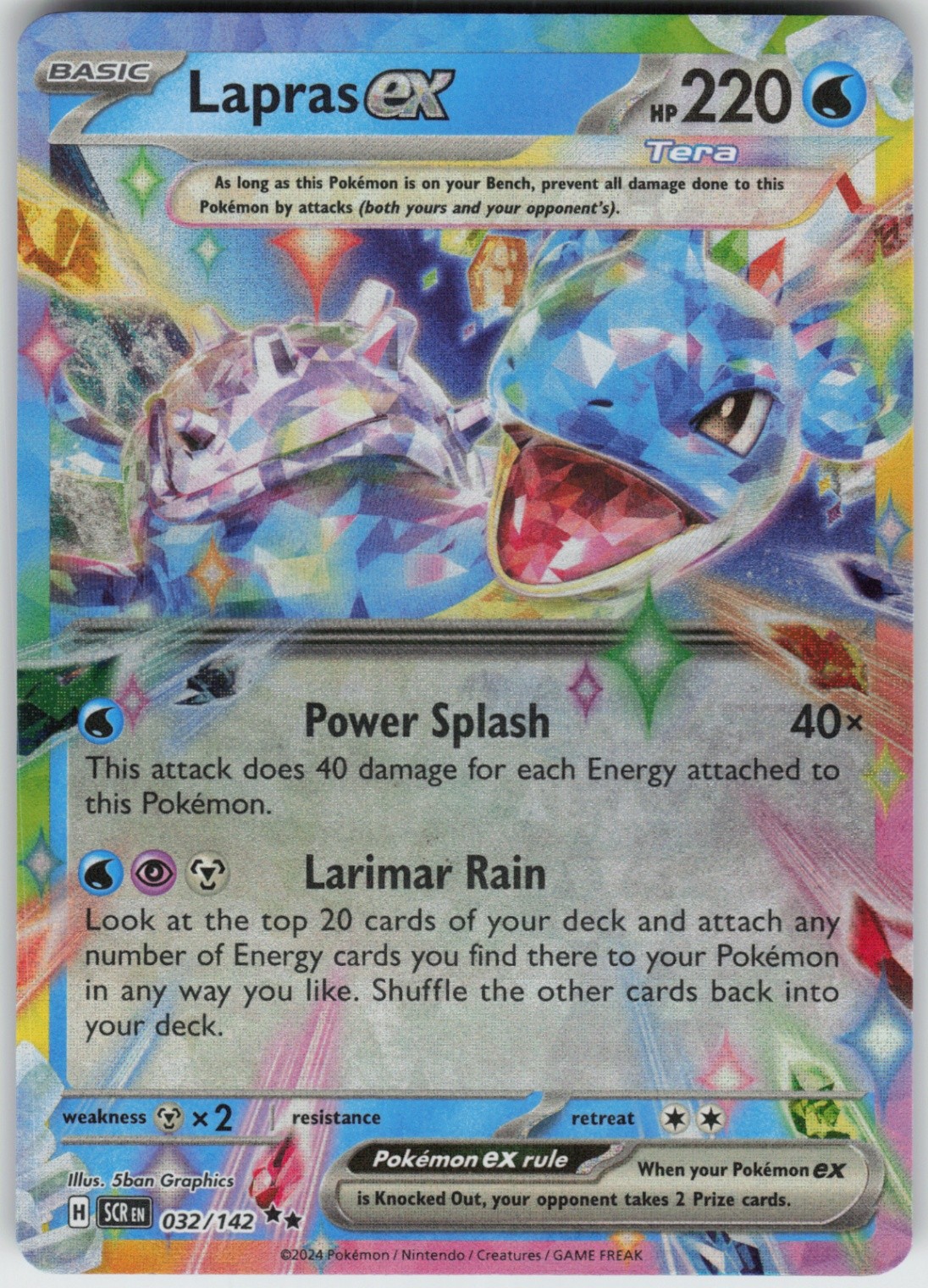 UR - 01 Holo Lapras ex 032/142 Double Rare SV07: Stellar Crown UR - 01 Holo Lapras ex 032/142 Double Rare SV07: Stellar Crown