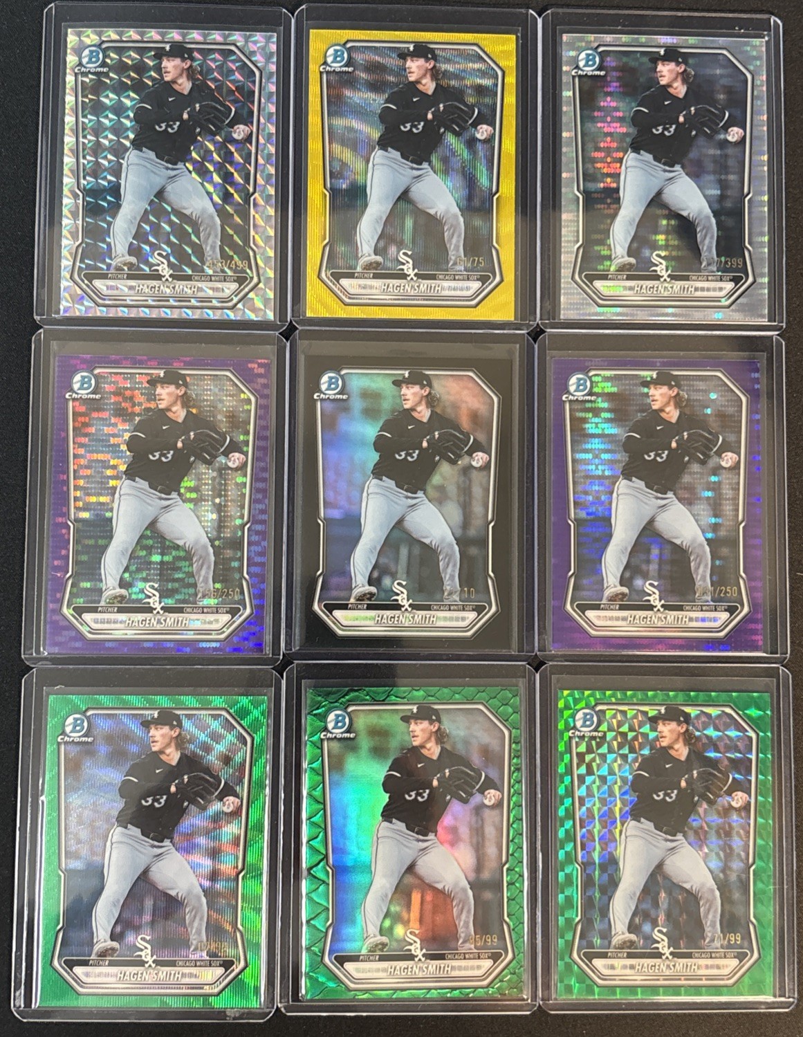 2026 Bowman Chrome Hagen Smith White Sox Black Color Match 2/10 & 8 Parallels
