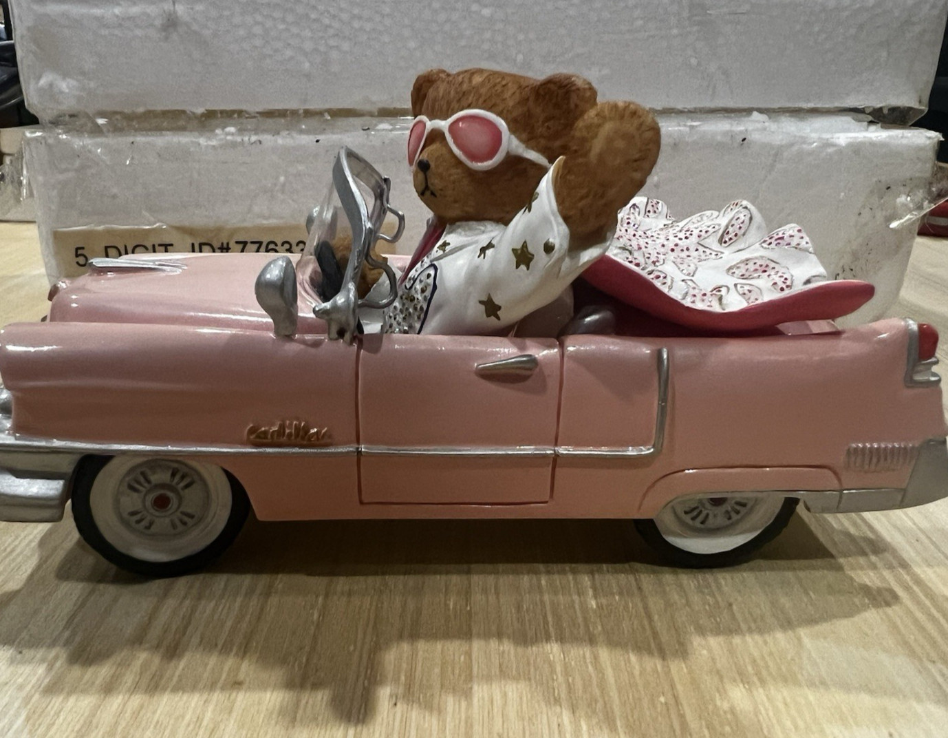 Bradford Exchange 2003 Cruisin with the King Elvis Teddy Bear Pink Cadillac Figu