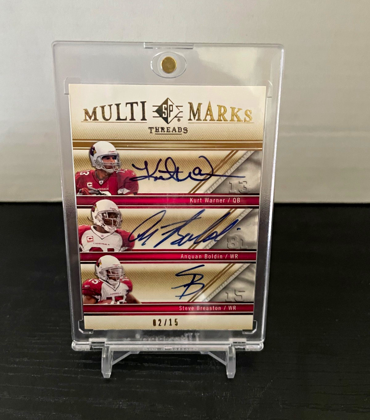 Upper Deck SP Threads Multi Marks Triple Warner Boldin Breaston Auto /15 MM3-KWA