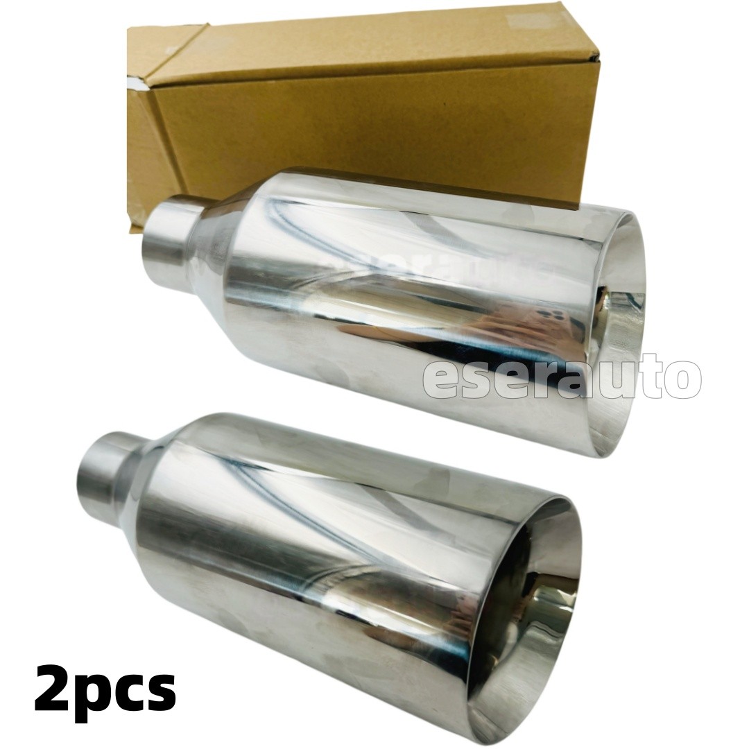 2X 5in Black Exhaust Tip 2.5in Inlet 12in L ANGLE DOUBLE WALL for Dodge Durango