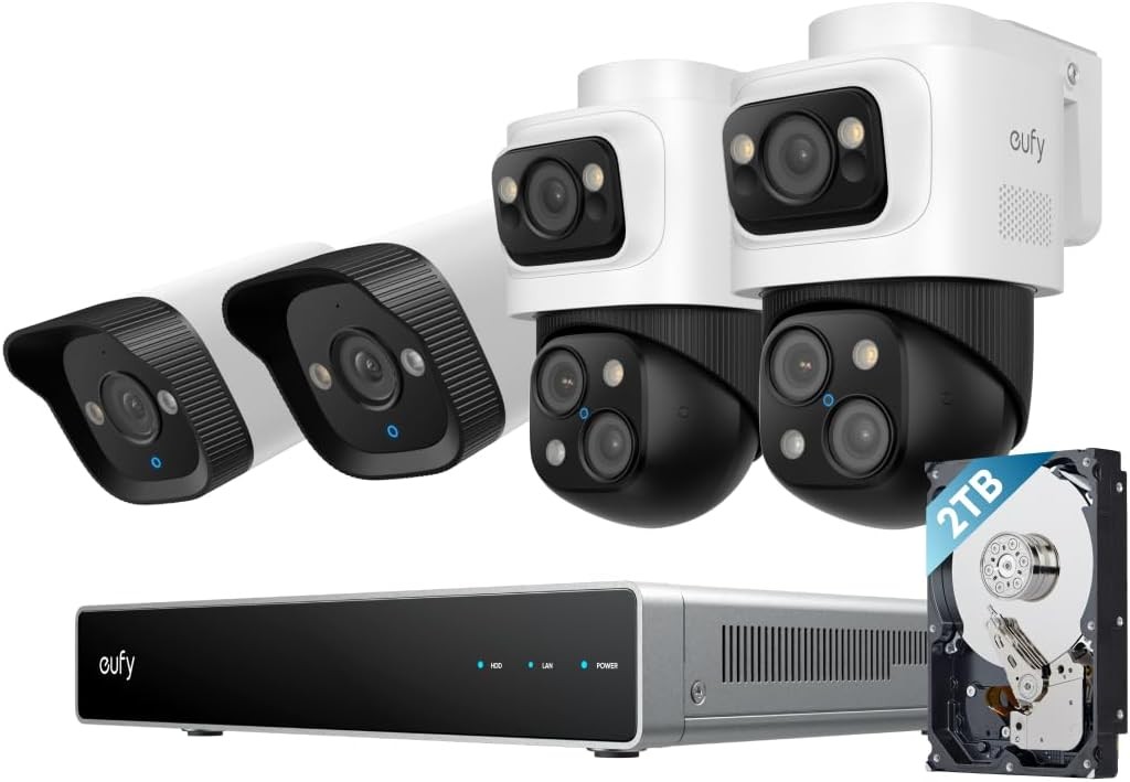 eufy PoE NVR Security System S4 2 Bullet-PTZ Cams 2 Bullet Cams 16CH 2TB HDD