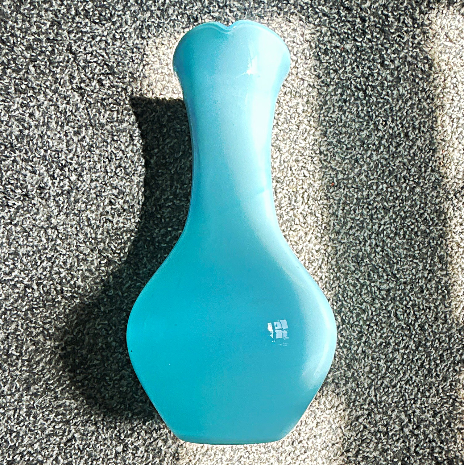 Vintage 1974 Murano Blue Opaline Vase Partial Campanella L Label 11”