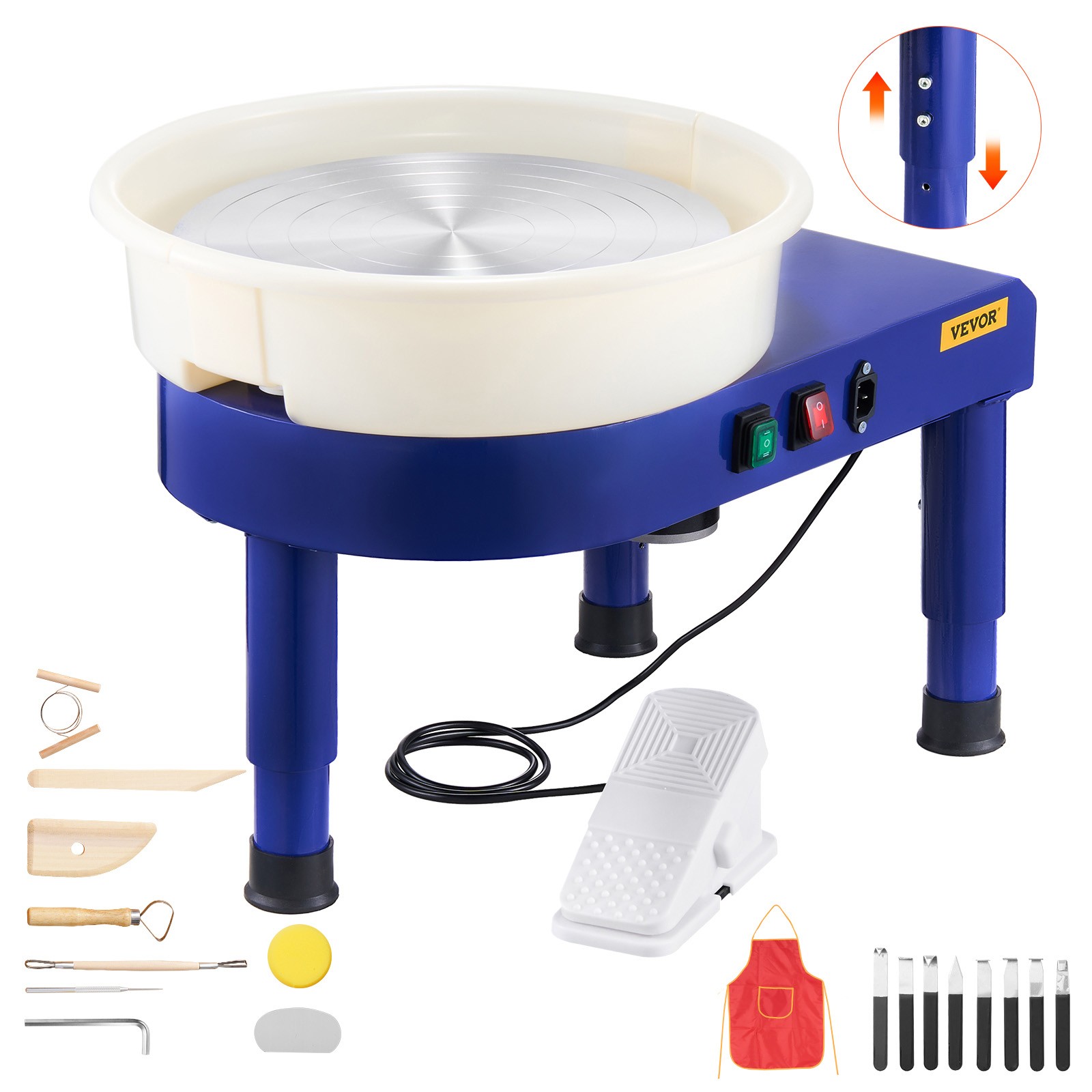 VEVOR Pottery Wheel 14 in Ceramic Wheel Forming Machine 60-300 RPM for DIY Blue