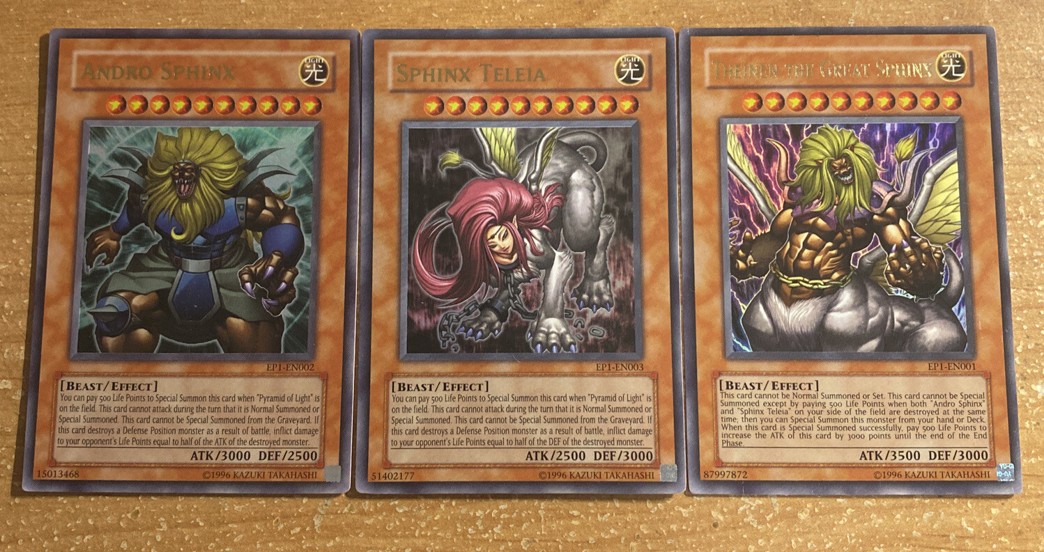 🔥 YUGIOH Great SPHINX Set Of 3 Full Ultra HOLOFOIL ANDRO THEINEN TELEIA EP1-EN