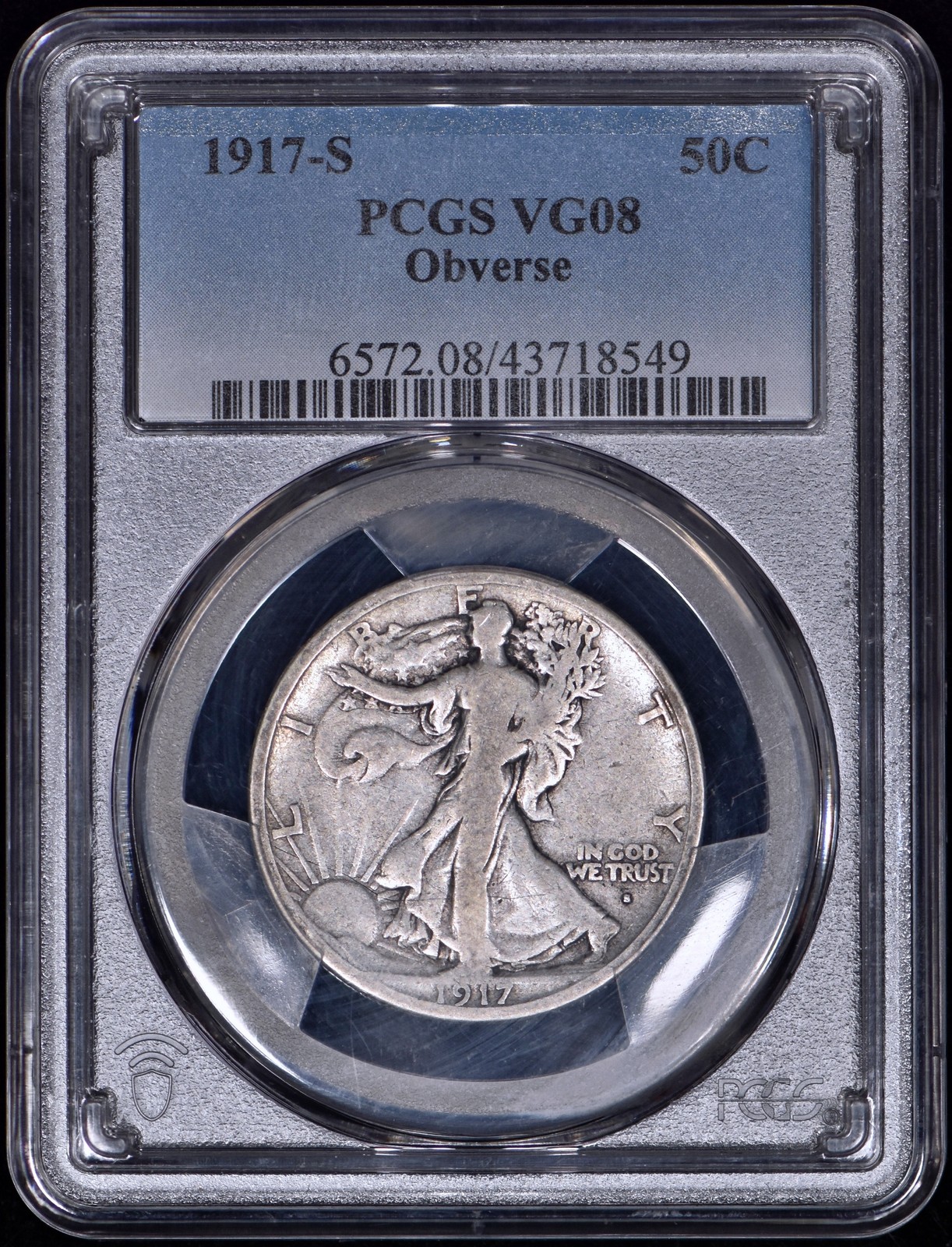 1917-S Walking Liberty Half Dollar 50c PCGS VG08 Obverse MM