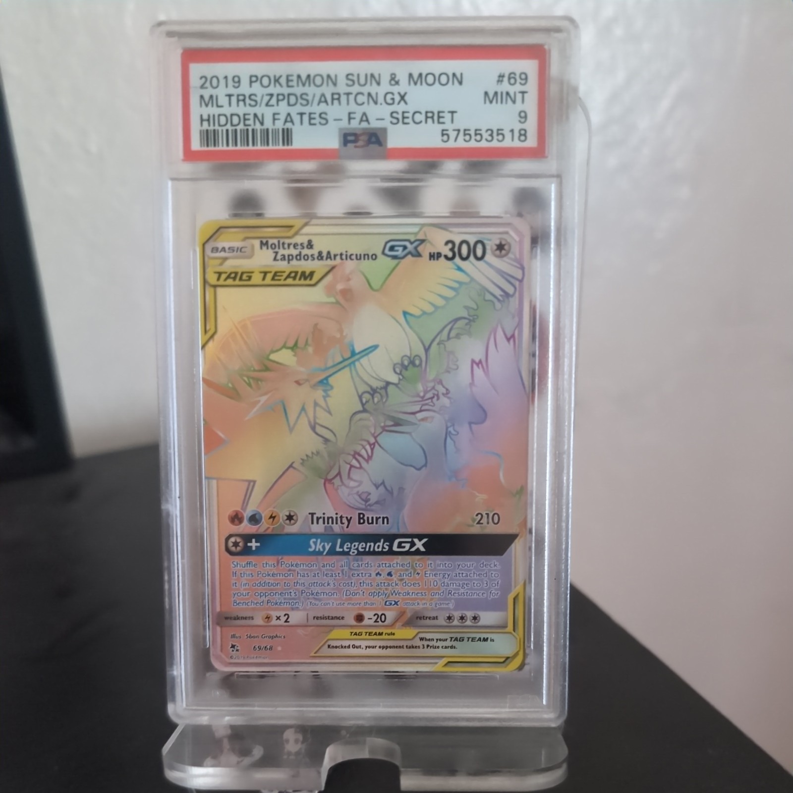 PSA 9 2019 Pokemon Sun & Moon Mltrs/Zpds/Artcn GX Hidden Fates-Fa Secret