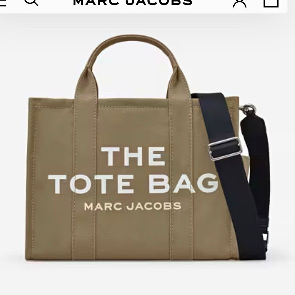 Marc Jacobs Women’s Brown Medium Tote Bag Zip Closure Logo Detachable Strap