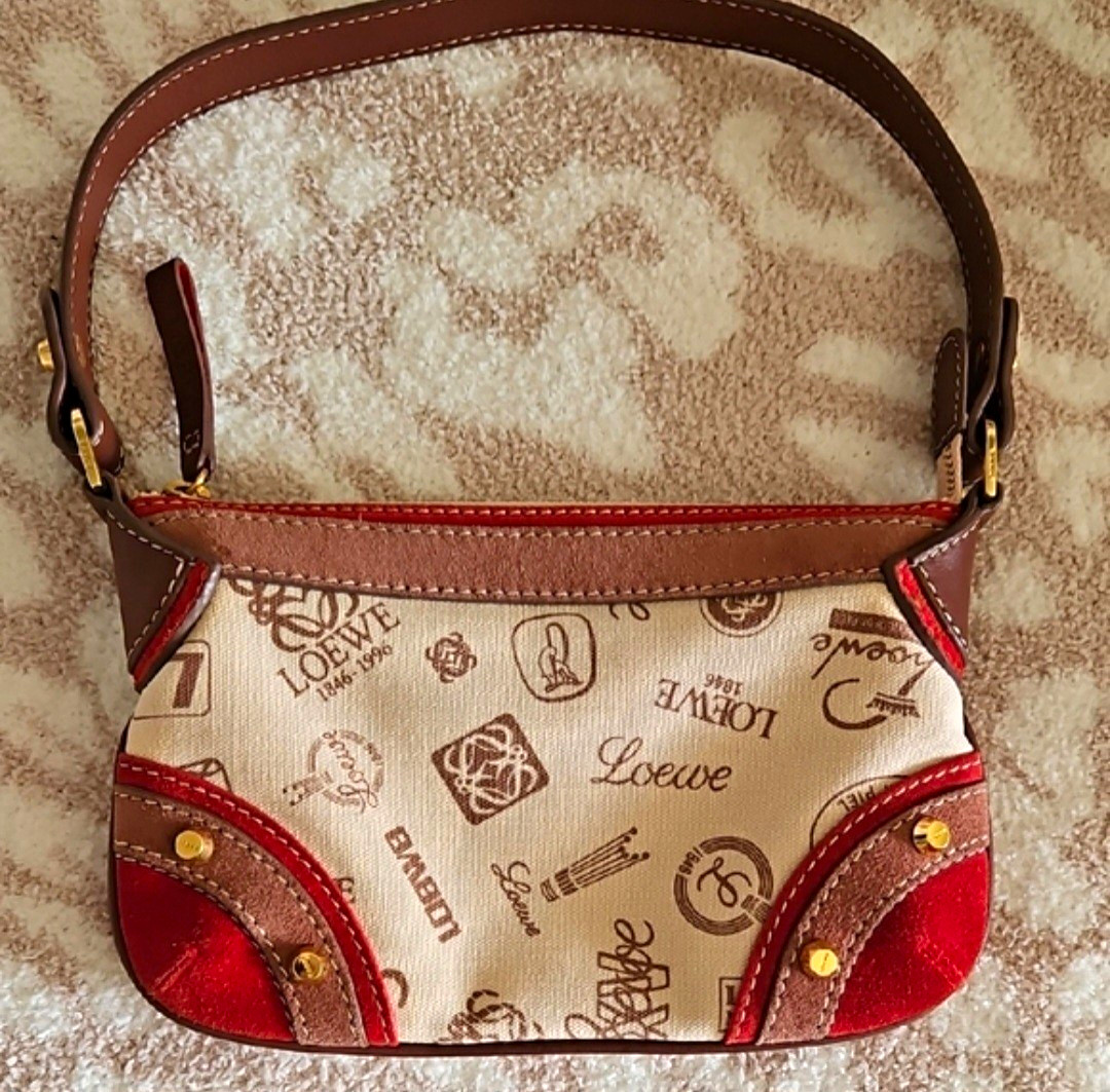 Loewe Logo Shoulder Bag Beige Brown Red, 160th Anniversary Loewe Logo Shoulder Bag Beige Brown Red, 160th Anniversary
