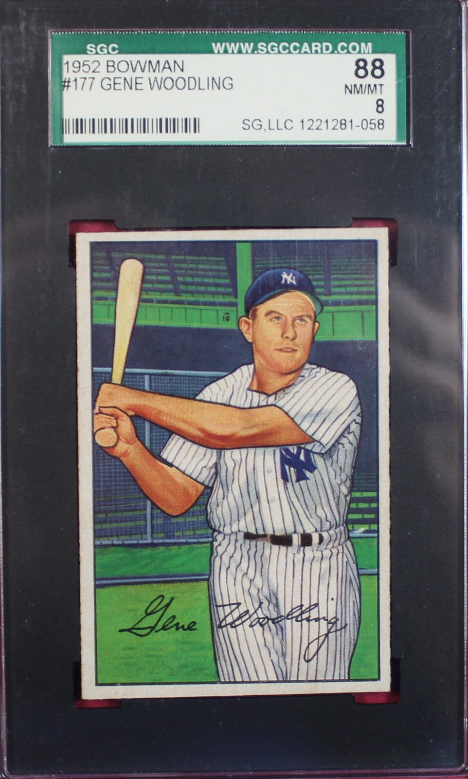 1952 BOWMAN GENE WOODLING #177 NEW YORK YANKEES SGC 88 NM-MT 1952 BOWMAN GENE WOODLING #177 NEW YORK YANKEES SGC 88 NM-MT