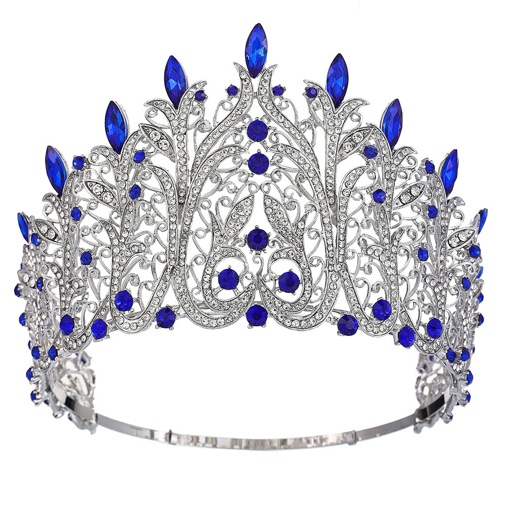 11cm Tall Crystal Tiara Crown Wedding Queen Princess Prom Adjustable For Adult