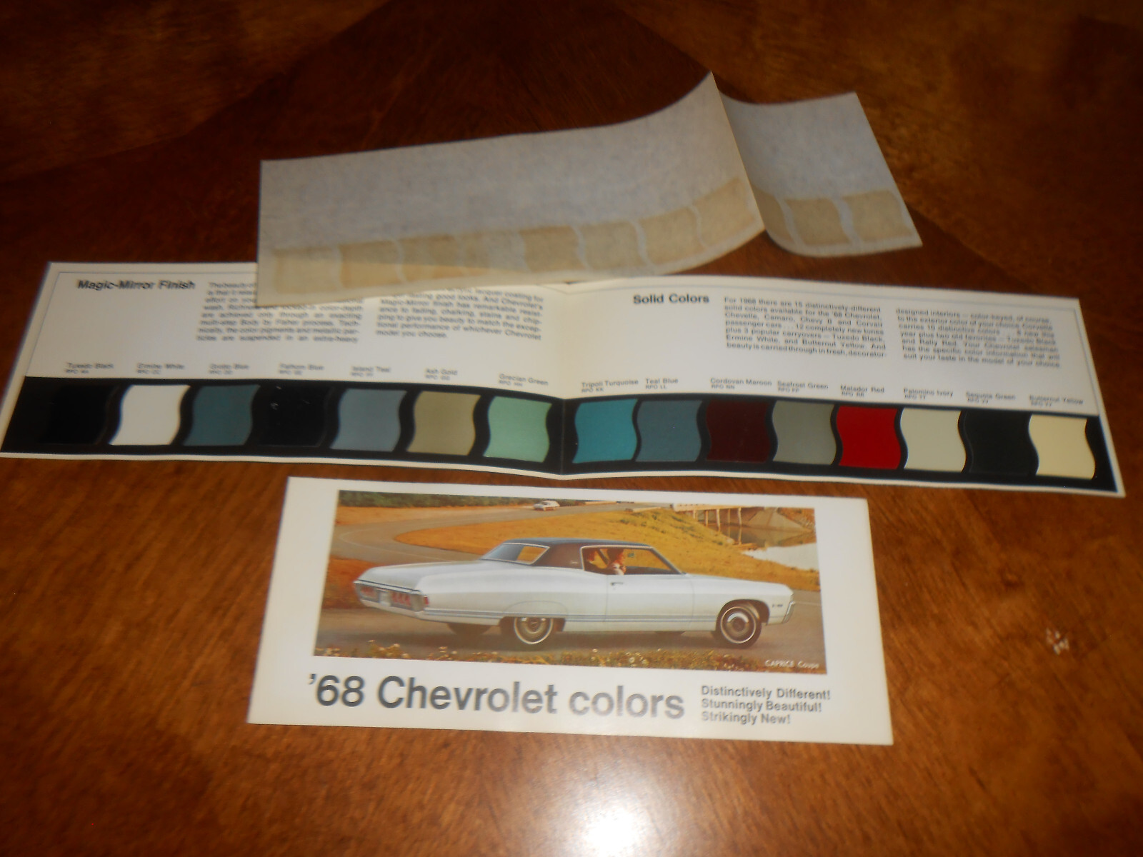 1968 CHEVROLET PAINT COLOR CHIPS BROCHURE \'68 CHEVY CAMARO CHEVELLE NOVA & More