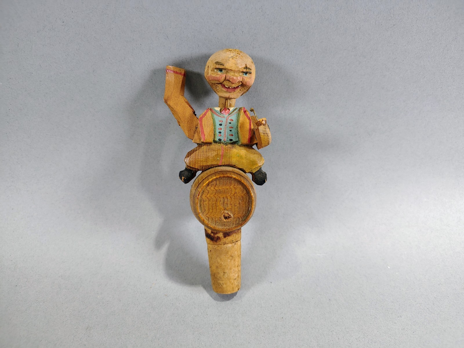 Vintage 1930S ANRI Italian Hand Carved Mechanical Bottle Stopper Vintage 1930S ANRI Italian Hand Carved Mechanical Bottle Stopper