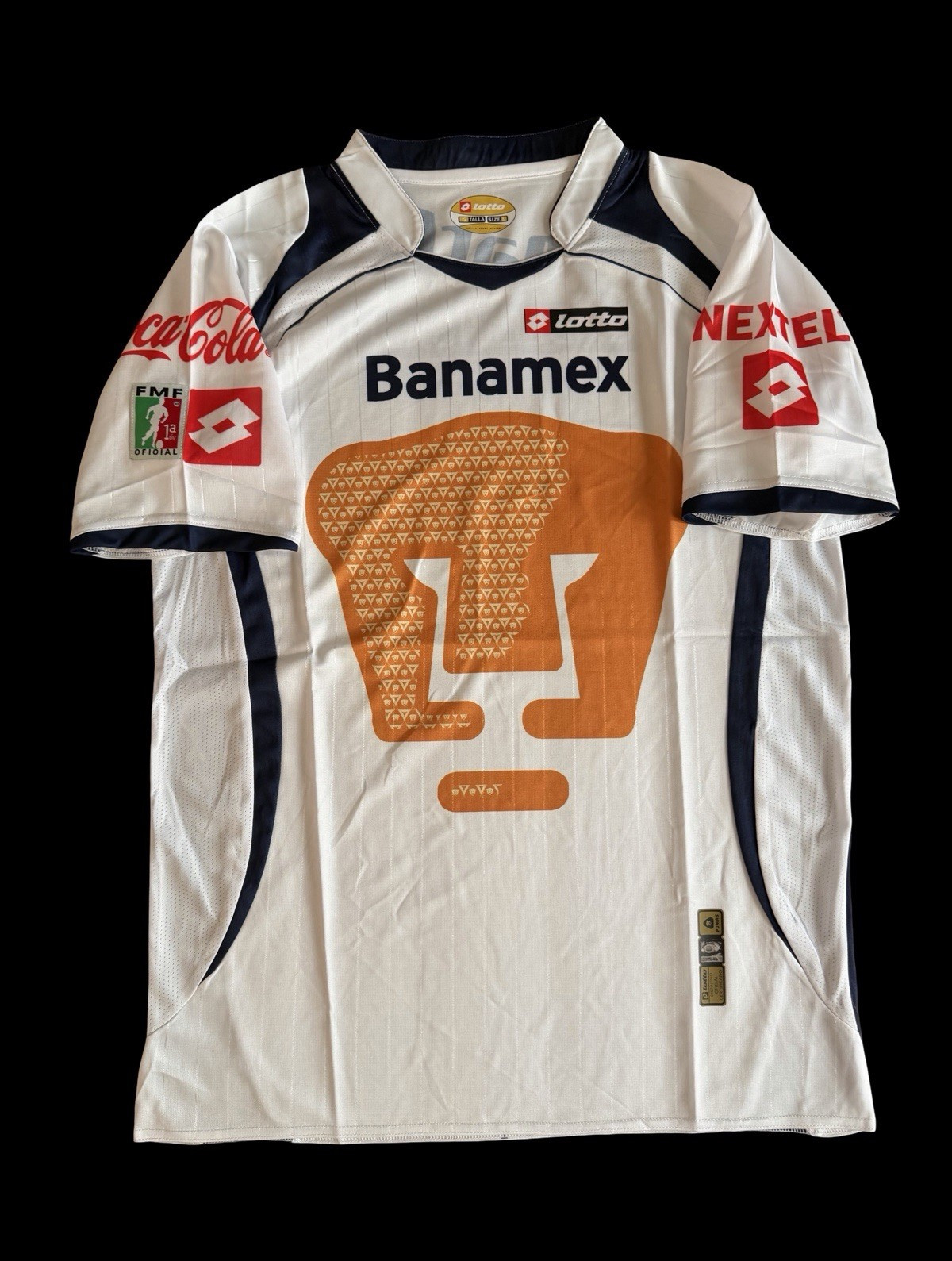 Lotto Pumas Soccer Jersey Shirt Size L White Navy Orange Red