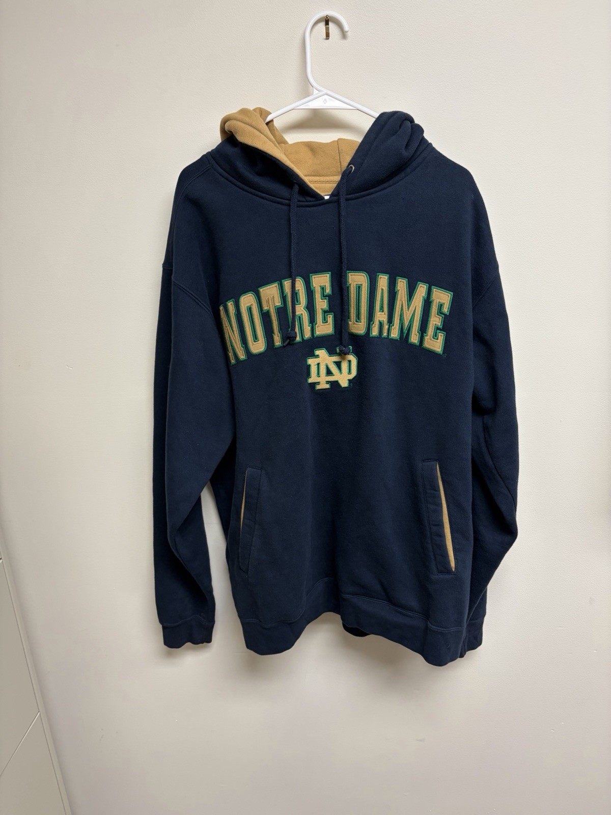 Vintage Notre Dame Fighting Irish Hoodie Sweatshirt Mens XL Navy Gold Champs