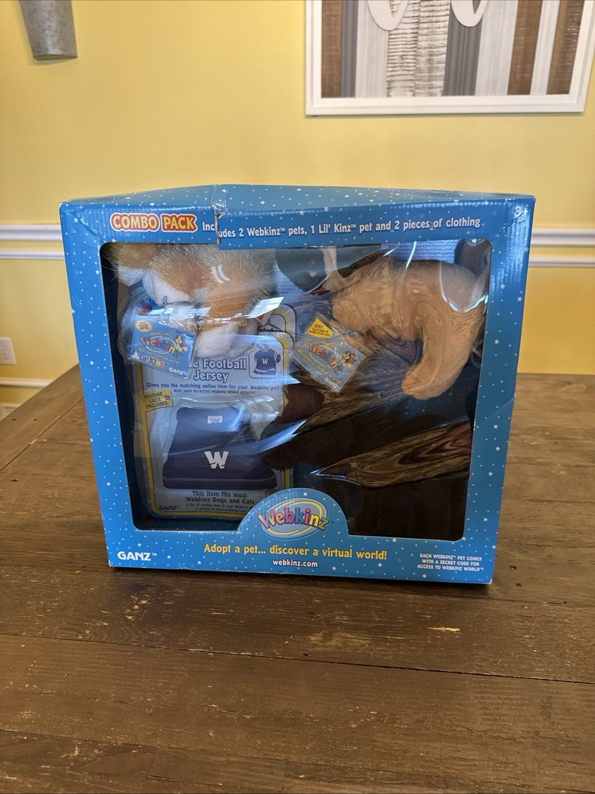 Ganz Webkinz Combo Pack 2 Webkinz, 1 Lil Kinz horse pug dog cat football jersey