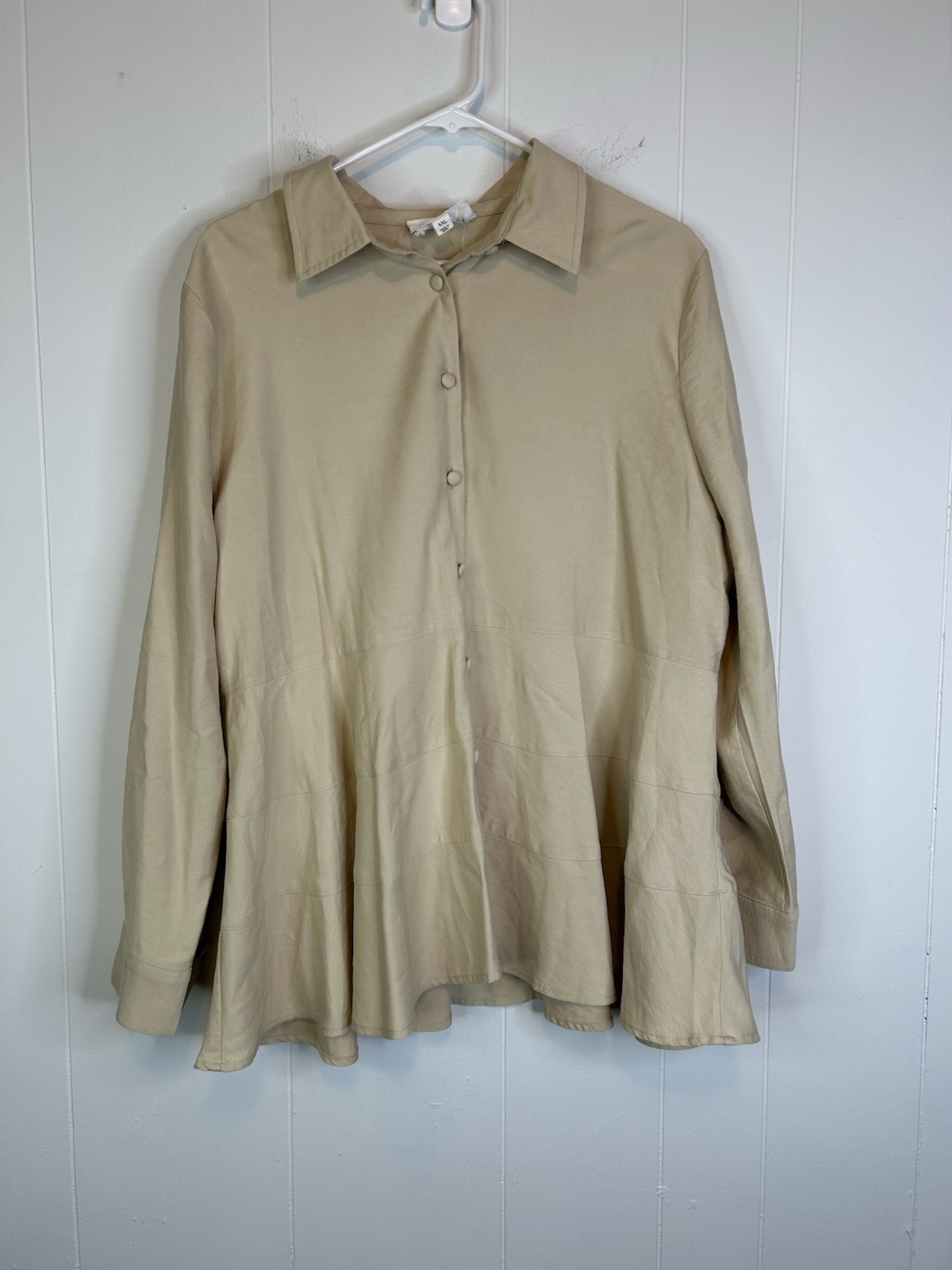 Pomander Place Women’s Size XXL Long Sleeve Blouse Beige 324