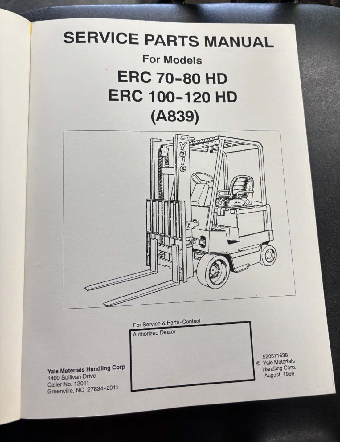 Yale FlServ. Parts Man. ERC070HD, ERC080HD, ERC100HD, ERC110HD, ERC120HD (A839)