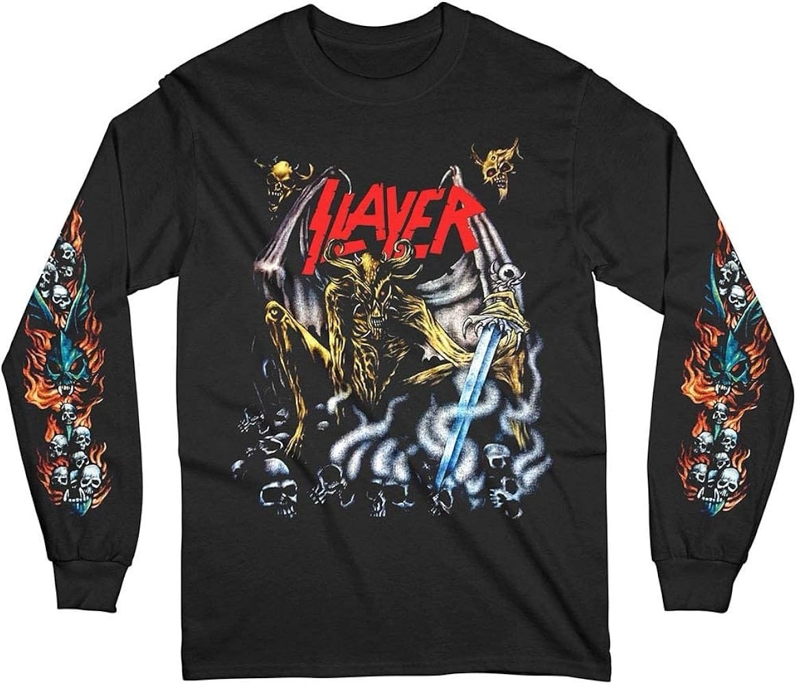 Slayer Black Long Sleeve Demon and Skulls Retro Graphic T-Shirt, Brand New, 2XL