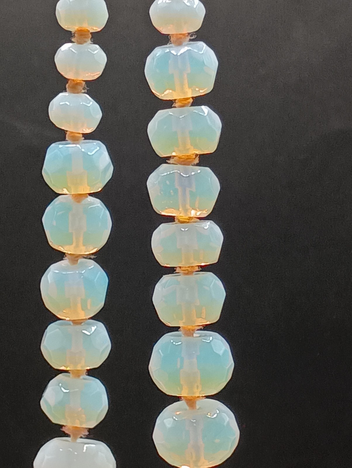 Vintage Opalite Opaline Glass Beaded Necklace Glowing Chunky Graduated READ