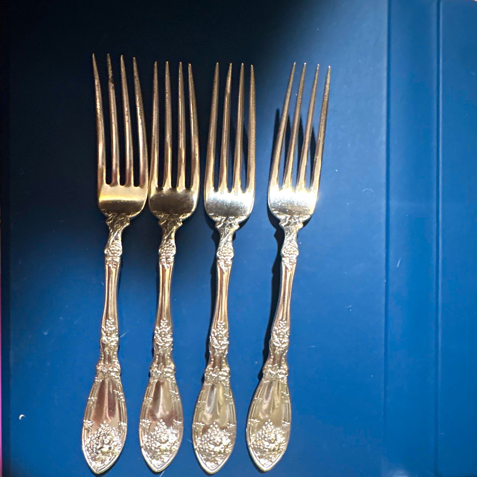 Vintage 1881 Rogers A1 Silverplate LA VIGNE Grape Pattern Dinner Forks Set of 4