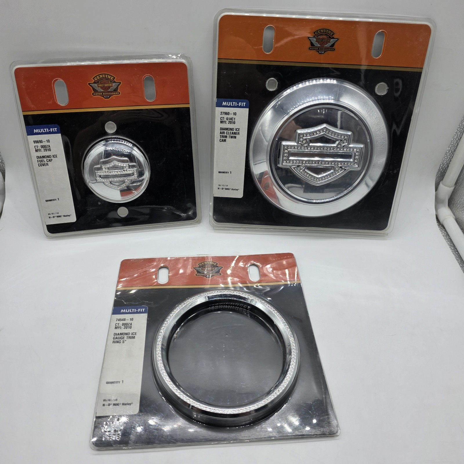 Harley-Davidson Diamond Ice Fuel Cap, Derby Cover Set, speedometer cover