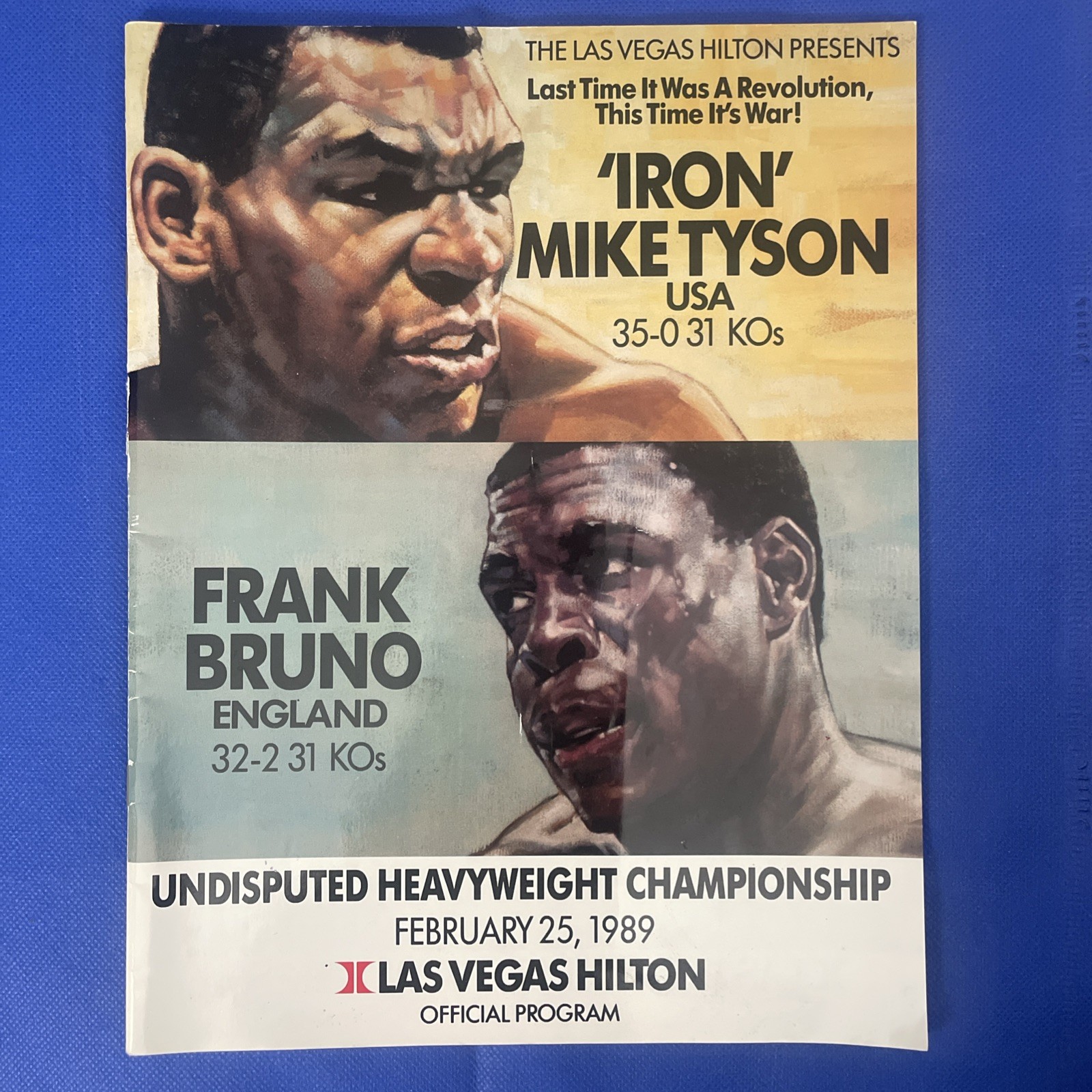 Iron Mike Tyson vs Frank Bruno Official Program Las Vegas Hilton Feb. 25, 1989 Iron Mike Tyson vs Frank Bruno Official Program Las Vegas Hilton Feb. 25, 1989