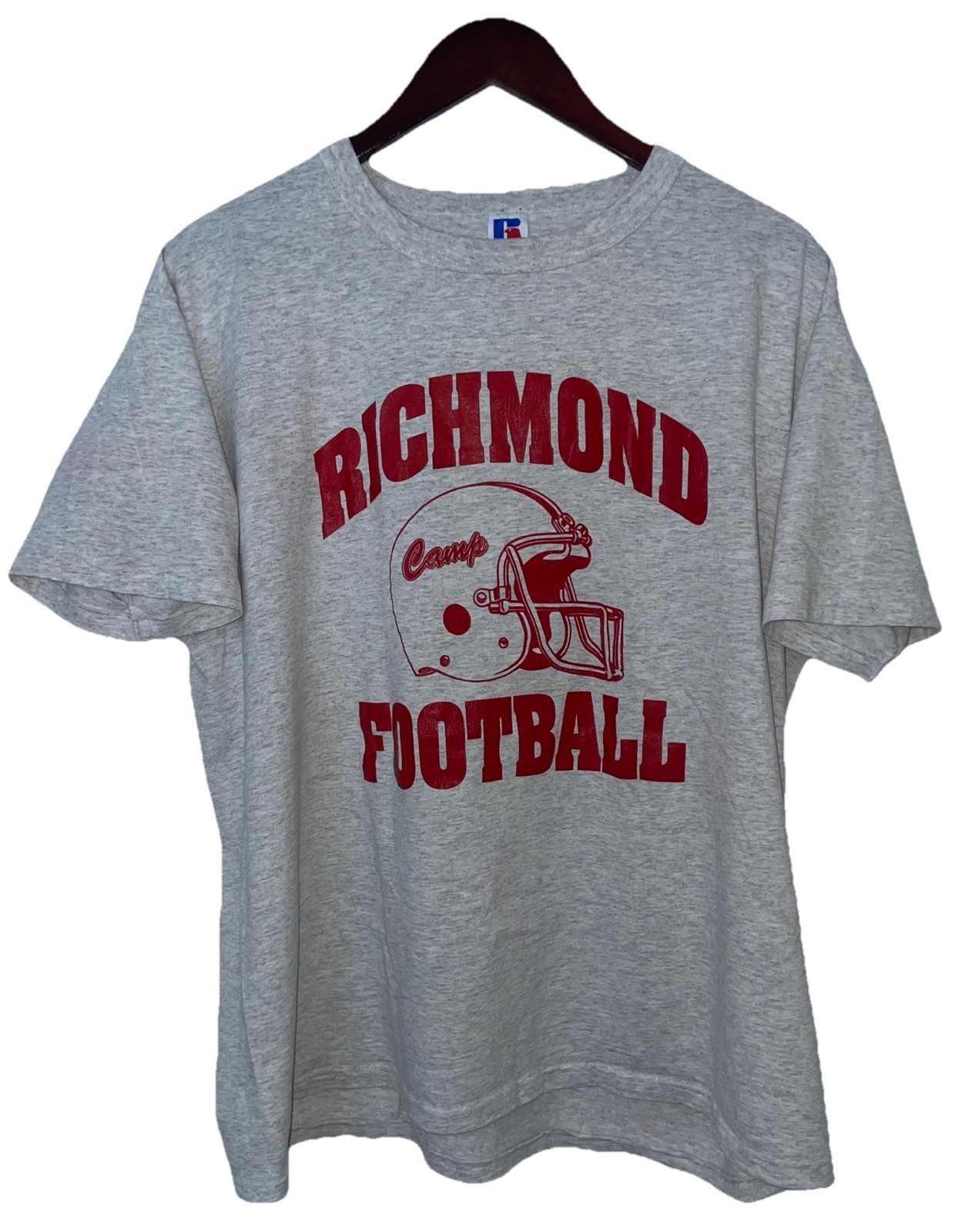 Vintage 90s Russell Athletic Richmond Football Camp Gray T-Shirt XL Grunge USA