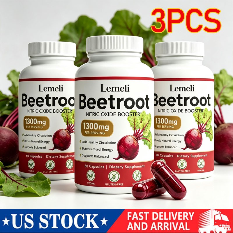 3x Lemeli Beetroot - 1300mg, Lemeli Beet Root Supplement 180 Capsules US HOT🔥